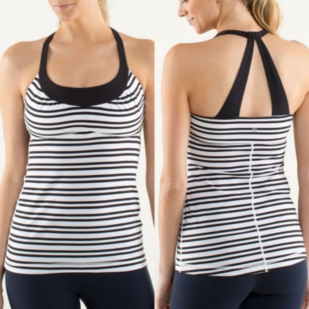 Lululemon Scoop Me Up Tank Black/White sz 6/8